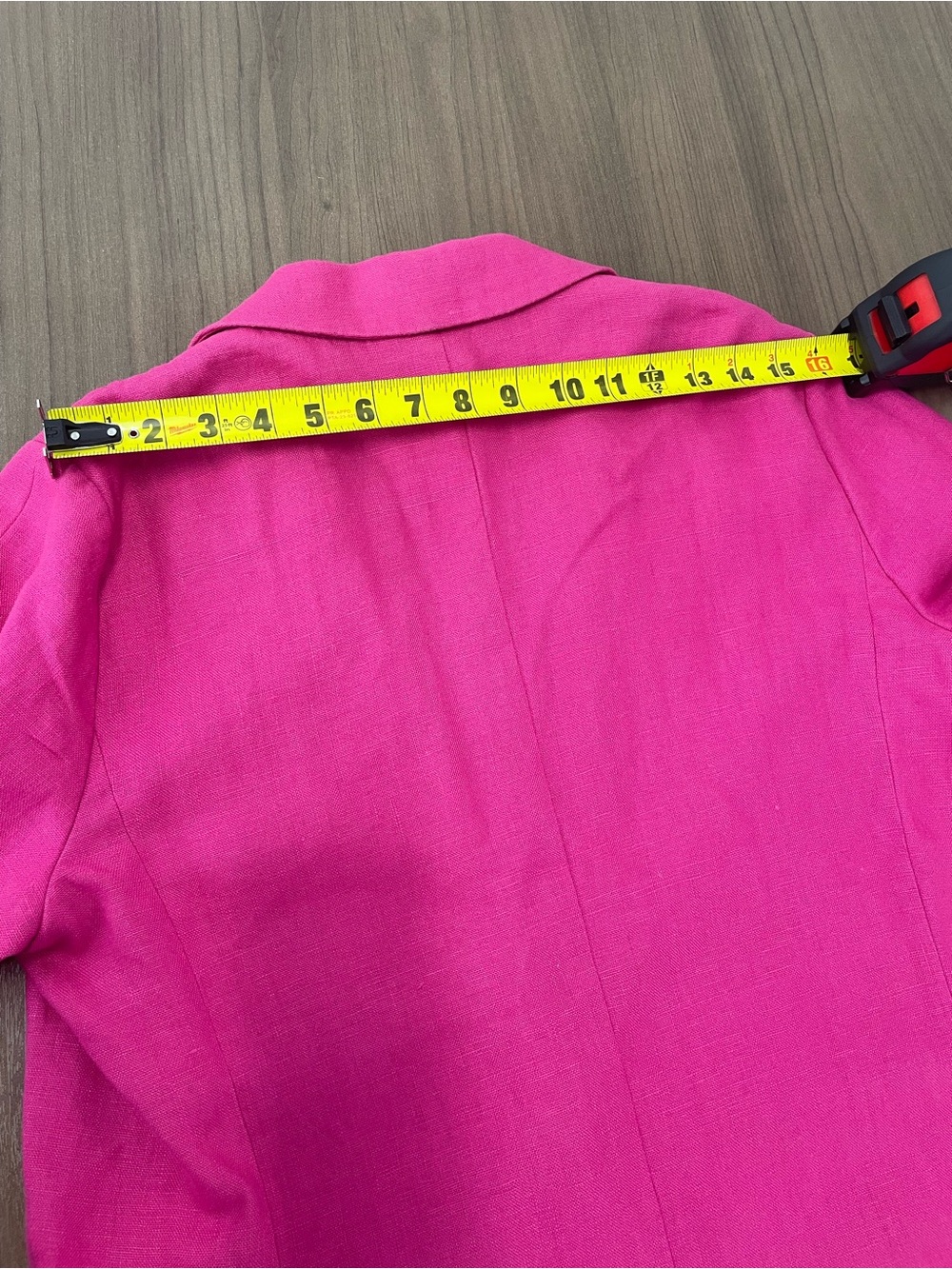 Michael Kors Women’s Fuchsia 3/4 Sleeve Linen Boyfriend Blazer Jacket size 12 - Picture 8 of 9